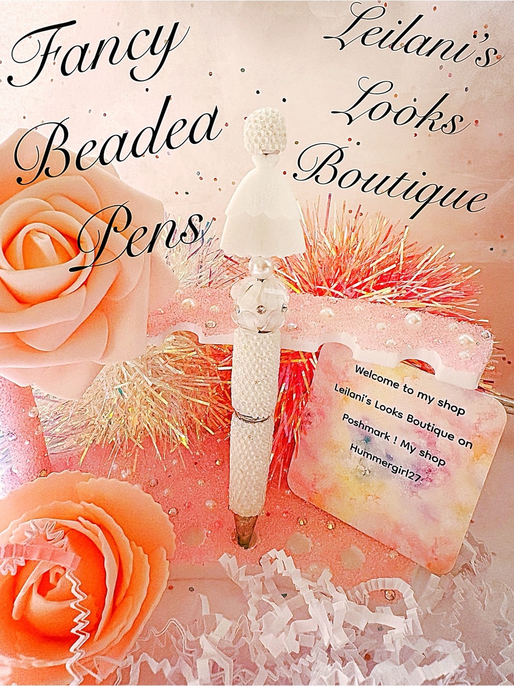 Fancy beaded pen/gifts/white beads/wedding season/
